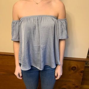 Satin off-the-shoulder blouse